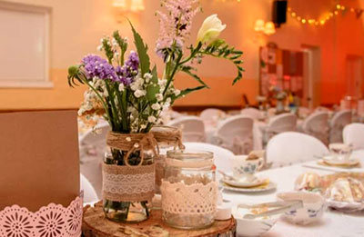 Nether Stowey Village Hall Table settings for a wedding