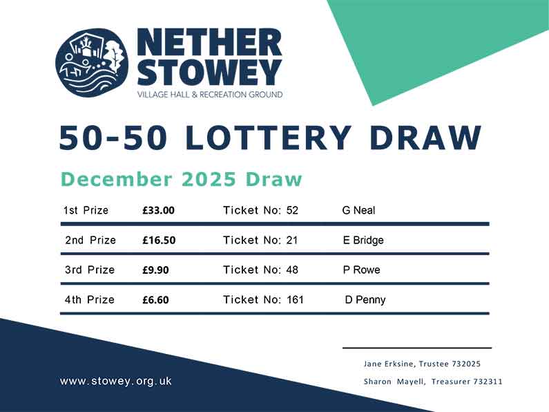 Nether Stowey 50-50 Lottery December 2025 Nether Stowey 50-50 Lottery December 2025