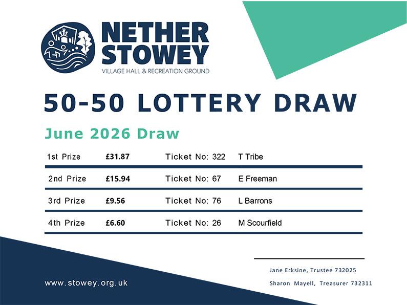 Nether Stowey 50-50 Lottery June 2026 Nether Stowey 50-50 Lottery June 2026
